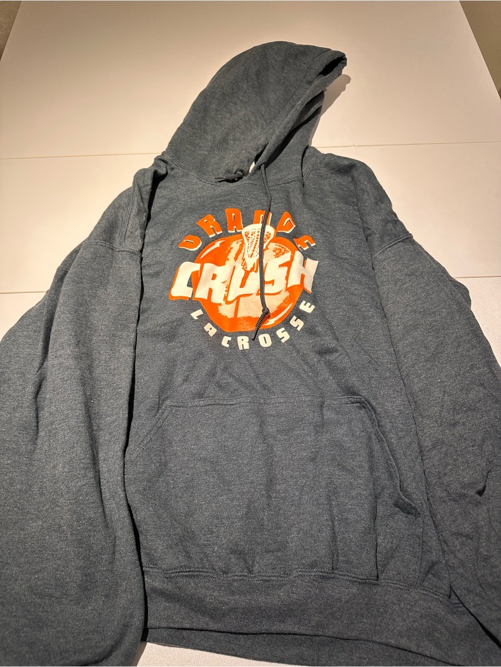 Gildan Charcoal Gray Hoodie with Orange Crush Lacrosse Logo